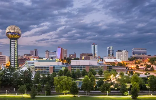 Knoxville skyline at dusk