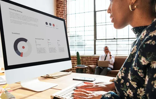 Woman looking at computer screen