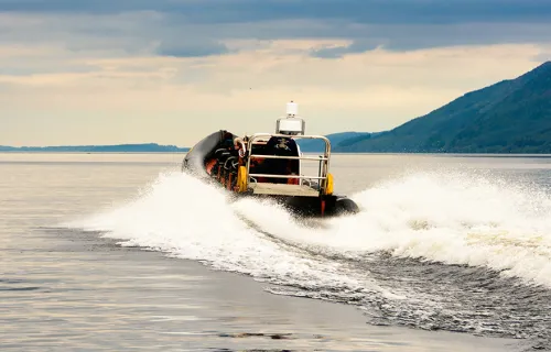lifeboat moving through the water