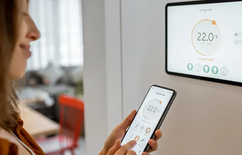 Consumer reviews smart meter data on i home screen and handheld device